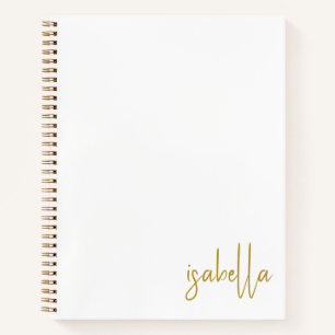 Carnet Spirale de nom de script doré minimaliste personna