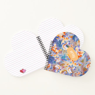 Carnet Spirale florale abstraite orange et bleu vibrant