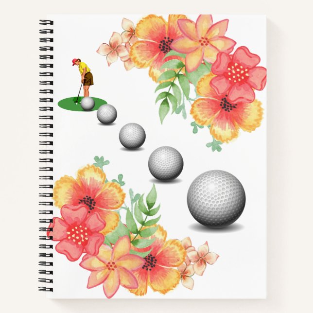 Carnet spirale Golfeur boules de golf Floral (Devant)