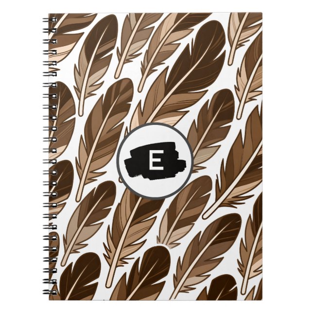 Carnet spirale monogramme personnalisé Boho  Brown (Devant)