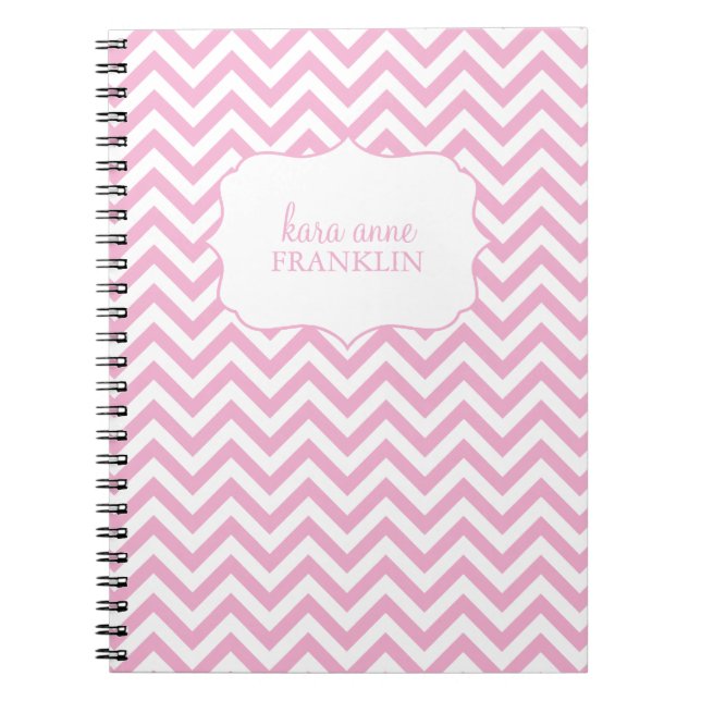 Carnet Spirale personnalisée par Chevron douce rose (Devant)