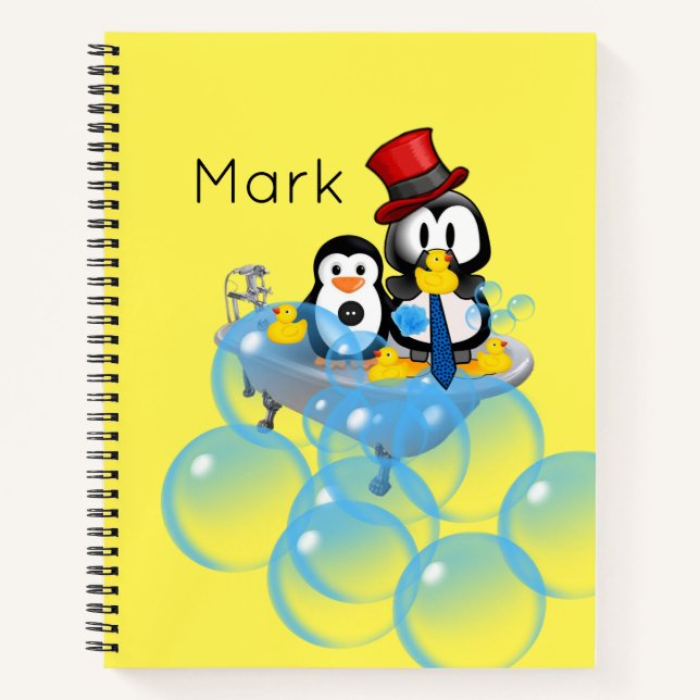 Carnet spirale Pingouin Bubbles Baignoire (Devant)