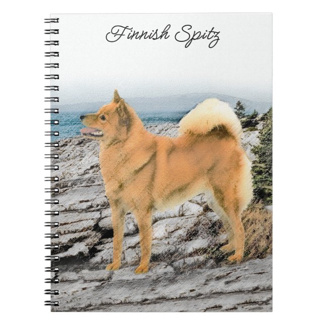 Carnet Spitz finlandais à Seashore Peinture - Chien Art (Devant)