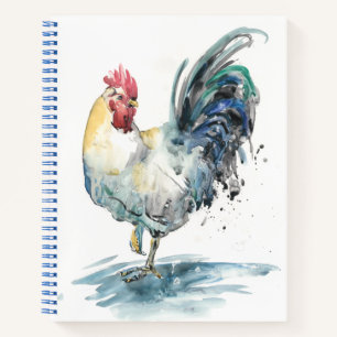 Carnet Splash de coq - Aquarelle