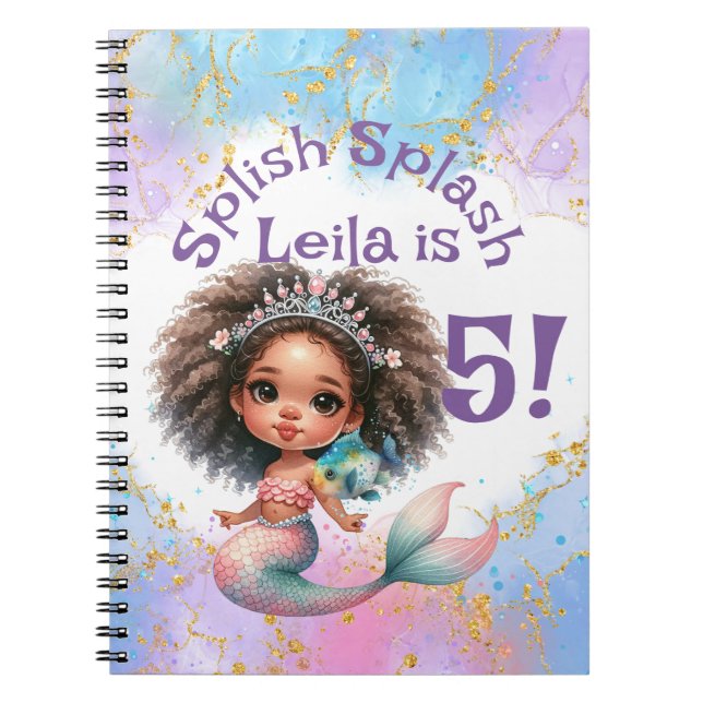 Carnet Splish Splash Mermaid Party Anniversaire Mémoire (Devant)