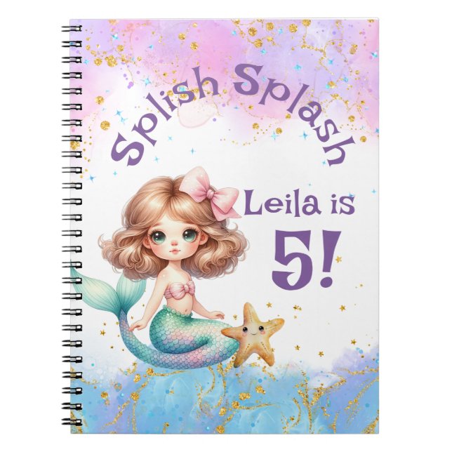 Carnet Splish Splash Mermaid Party Anniversaire Mémoire (Devant)