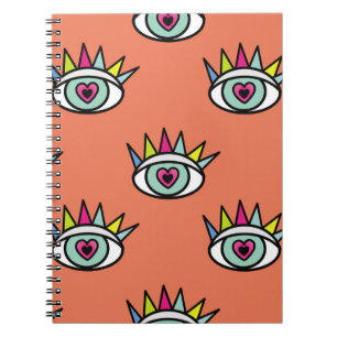 Carnet Sport yeux motif, psychédélique vintage.