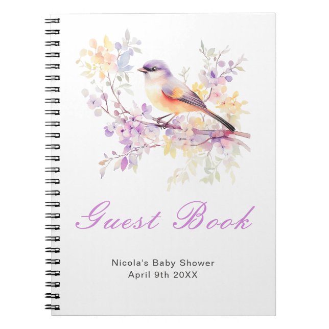 Carnet Spring Cute Bird Baby Shower Guest Book (Devant)