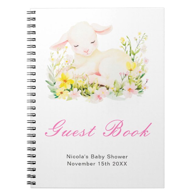 Carnet Spring Lamb Baby Shower Guest Book (Devant)