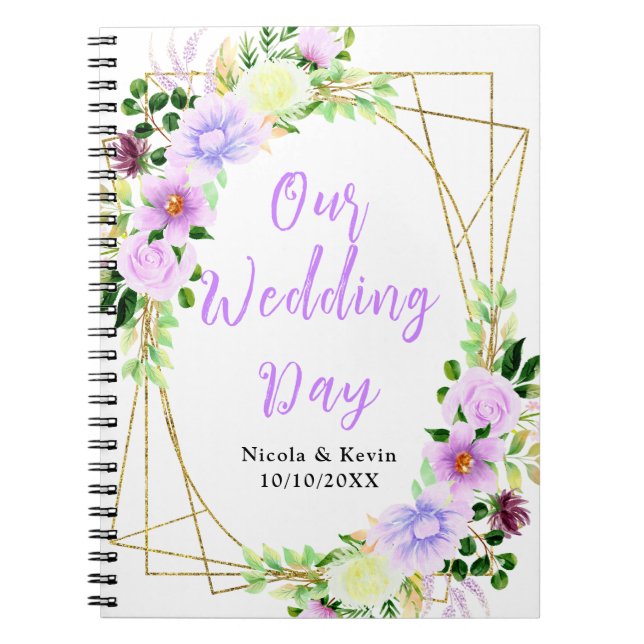 Carnet Spring Purple Floral Wedding Planner (Devant)