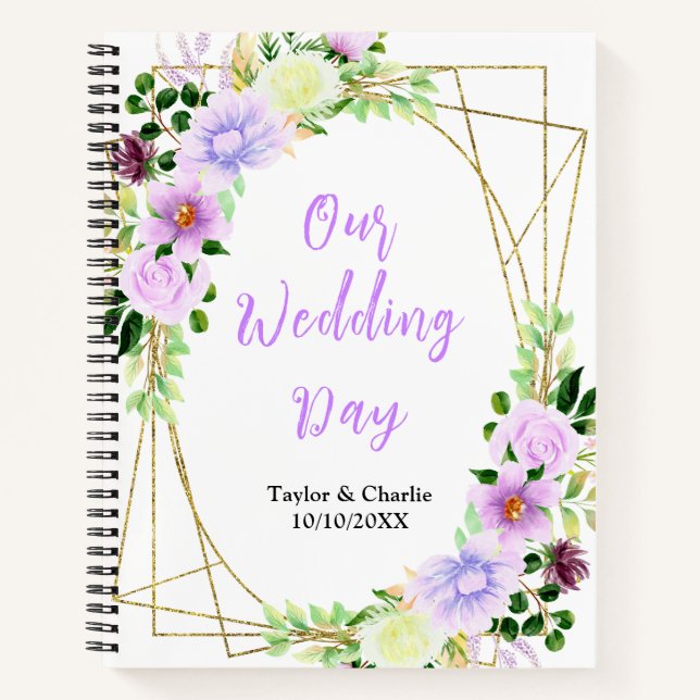 Carnet Spring Purple Floral Wedding Planner (Devant)