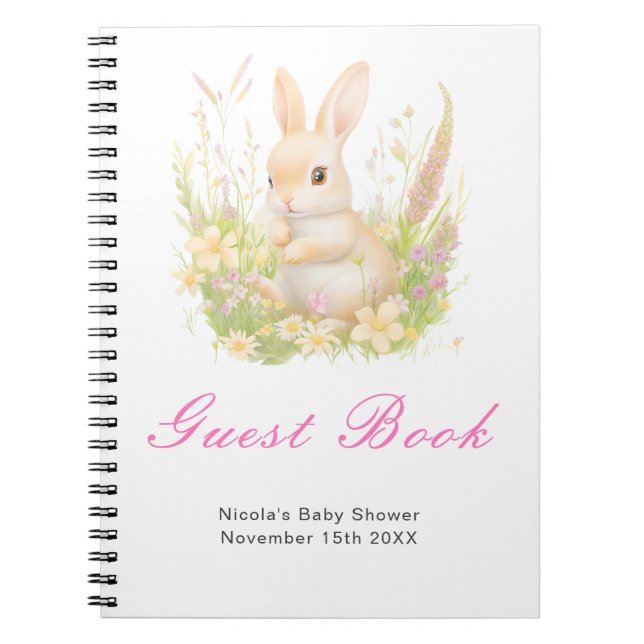 Carnet Spring Rabbit Baby Shower Guest Book (Devant)