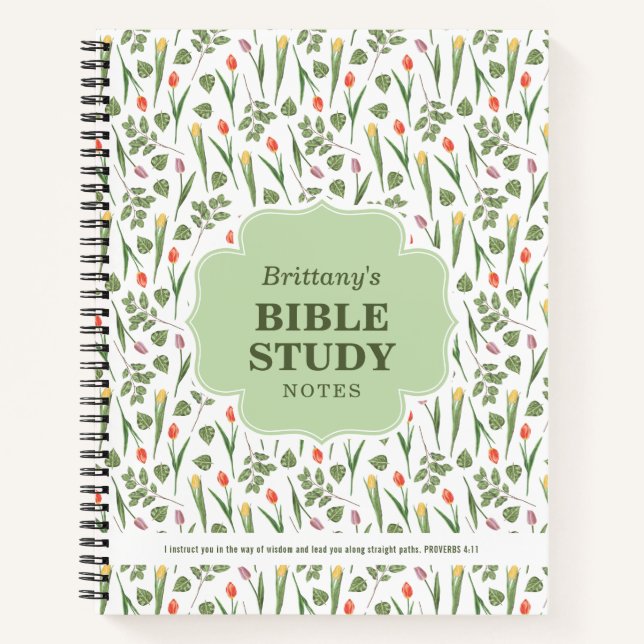 Carnet Spring Tulips Pattern Personalized Bible Study (Devant)
