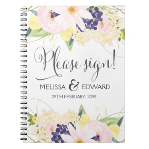 Carnet Spring Watercolor Floral Mariage Guestbook