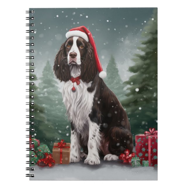 Carnet Springer Spaniel Chien dans la neige Noël (Devant)