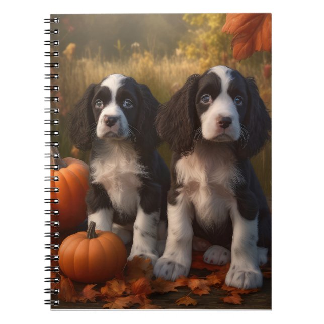 Carnet Springer Spaniel Chiot Automne Citrouille de plais (Devant)