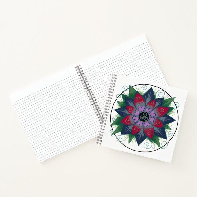 Carnet Square floral hearts mandala notebook (Intérieur)