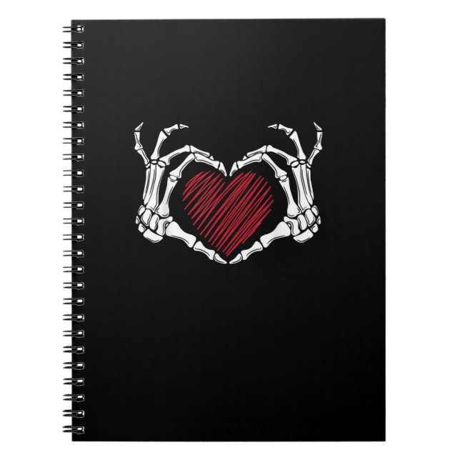 Carnet Squelette Coeur main signe costume tendance Hallow (Devant)