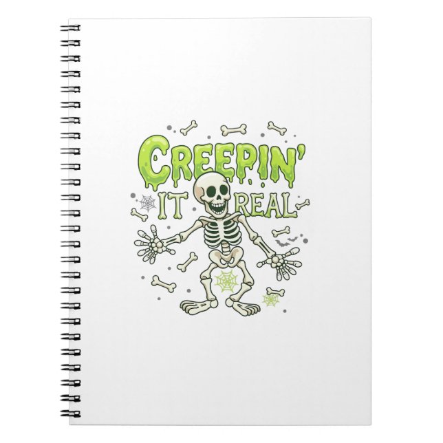 Carnet Squelette de Halloween Toile d'Araignée Creepin It (Devant)