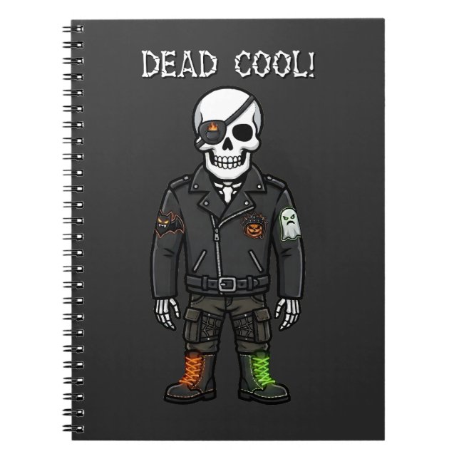 Carnet Squelette de motard super cool | Halloween (Devant)