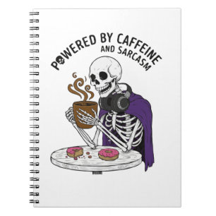 Carnet Squelette Drôle Alimenté par la Caféine et le Sa