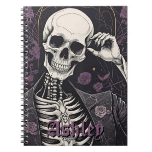 Carnet Squelette et Roses de Halloween Dark Boho Gothique
