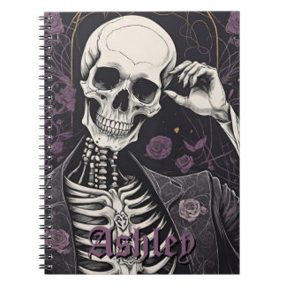 Carnet Squelette et Roses de Halloween Dark Boho Gothique