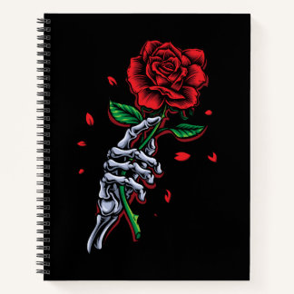 Carnet Squelette Main avec Rose - Art romantique gothique