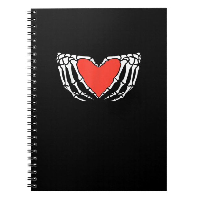 Carnet Squelette Mains Formant Coeur - Déplaisant Hallo g (Devant)