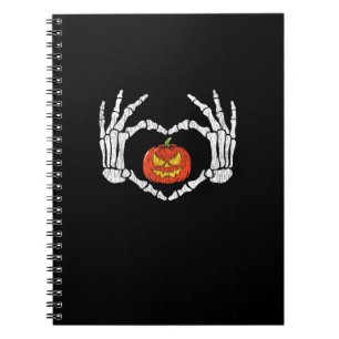 Carnet Squelette vintage Mains Coeur Citrouille Hauteur d