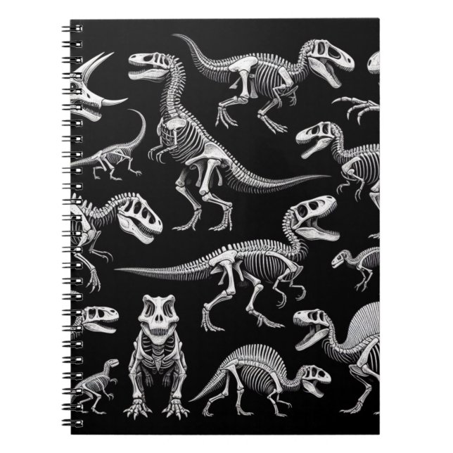 Carnet Squelettes de dinosaures Os fossiles blancs (Devant)