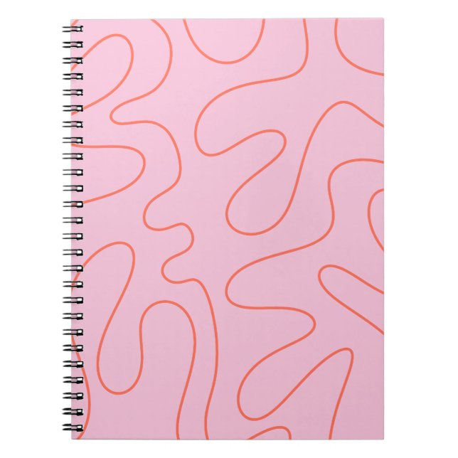 Carnet Squiggle Motif Abstrait rose et orange (Devant)