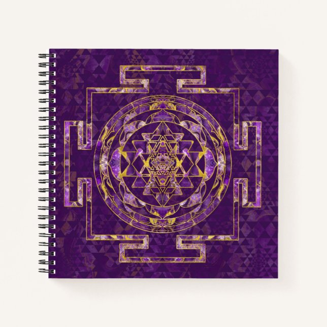 Carnet Sri Yantra / Sri Chakra Améthyste et or (Devant)