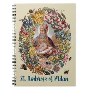 Carnet St. Ambroise de Milan avec des fleurs, des abeille