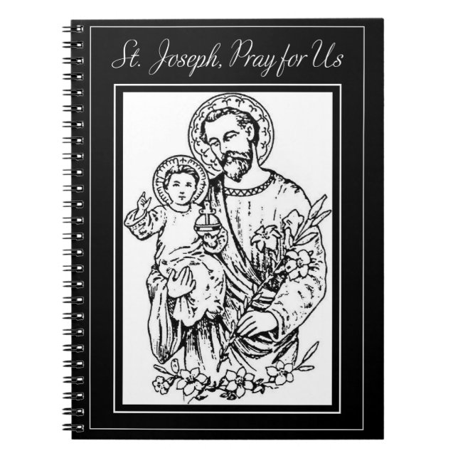 Carnet St Joseph Priez pour nous Noir, Blanc, Catholique (Devant)