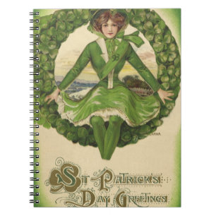 Carnet St. Patrick's Day vintage, Irish Lass in a Wreath