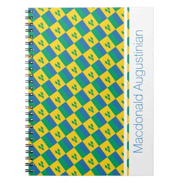 Carnet ST VINCENT FLAG personnalisé Ajouter un nom Journa (Devant)