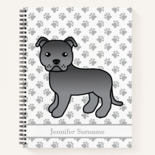 Carnet Staffie anglais bleu Chien de dessin animé mignon
