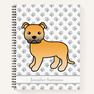 Carnet Staffie anglais Fawn Mignon Chien de dessin animé