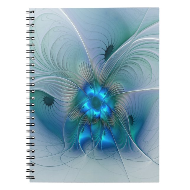 Carnet Standing Ovations, Abstract Blue Turquoise Fractal (Devant)