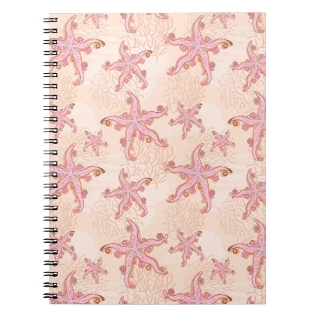 Carnet Starfish and Coral Pink Pastel Pattern (Devant)