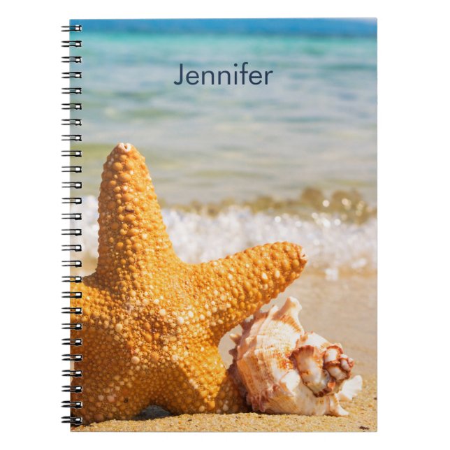 Carnet Starfish and Seashells on the Beach Personnalisé (Devant)