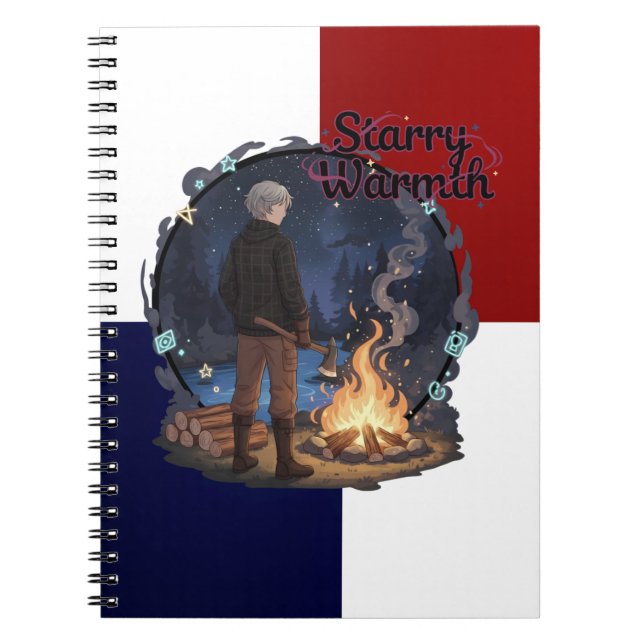 Carnet Starry Warmth - Lumberjack Anime Boy by Campfire (Devant)