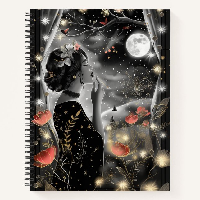 Carnet Stary Night Woman in Black Dress (Devant)