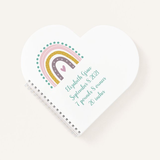 Carnet Statistiques de naissance arc-en-ciel rose sarcell (Devant)