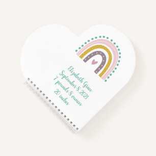 Carnet Statistiques de naissance arc-en-ciel rose sarcell
