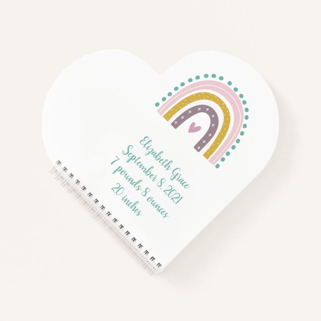 Carnet Statistiques de naissance arc-en-ciel rose sarcell (Devant)