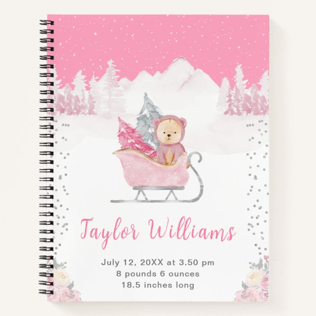 Carnet Statistiques de naissance de l'ours rose d'hiver (Devant)