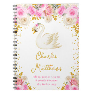 Carnet Statistiques de naissance de Swan Pink et Gold Ros