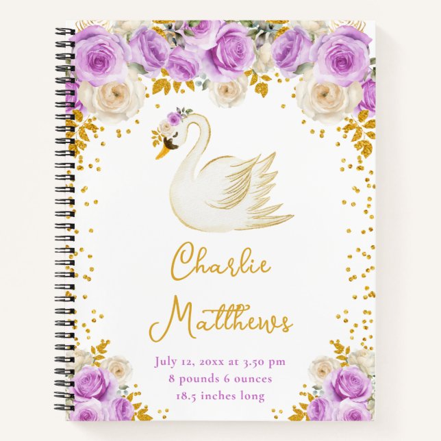 Carnet Statistiques de naissance des roses pourpre et or  (Devant)